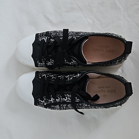 KATE SPADE Black White Tweed Sneakers Size 6 - Picture 11 of 15